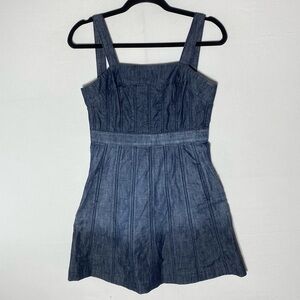 Anthropologie Fei Dark Wash Denim Sleeveless Mini Dress 2 Festival Stampede